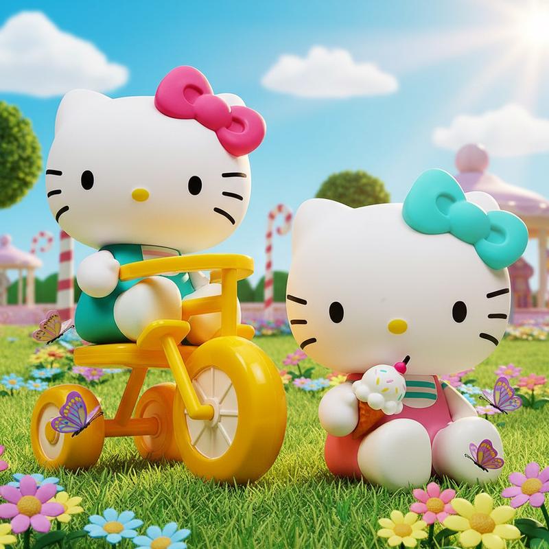 Hello Kitty Tricycle and Ice Cream Play Theme 4.5 Vinyl Figure 2-Pack Set by Kidrobot