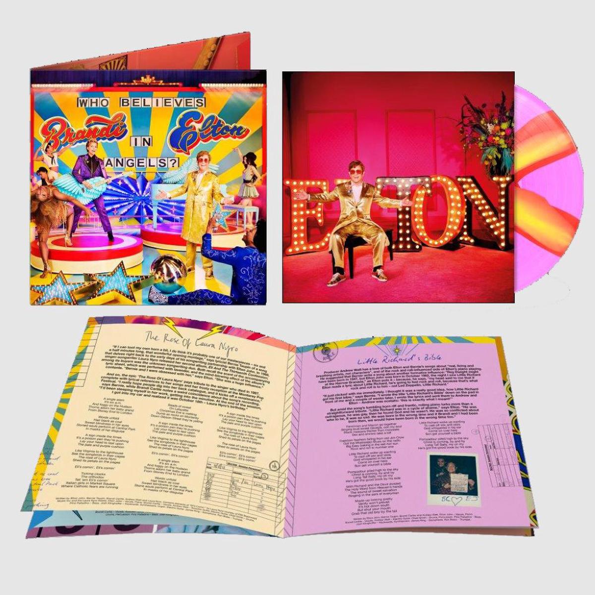 Elton John & Brandi Carlile Who Believes In Angels? Vinyl LP Indies Pink Spiral Colour + Signed Art Card 2025 – Default Title
