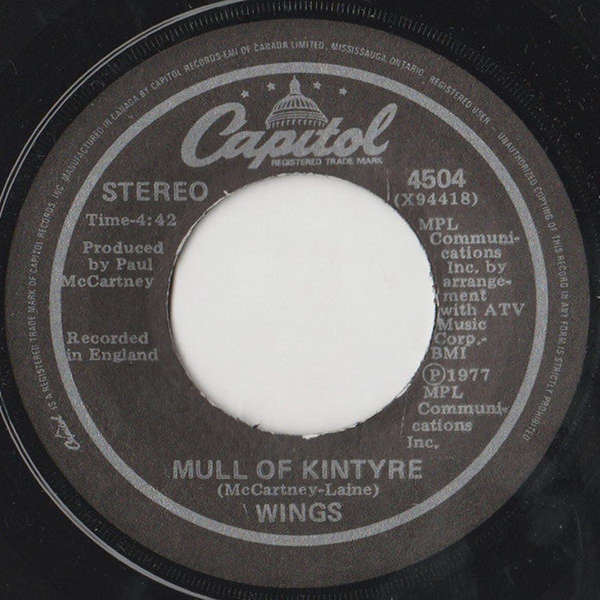 Wings  - Mull Of Kintyre (7", Single, Top) (Very Good (VG))