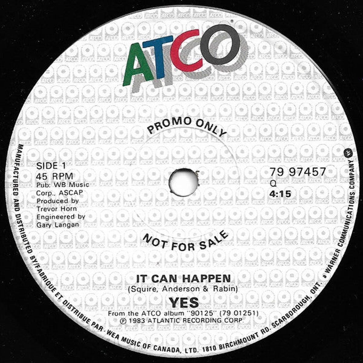 Yes - It Can Happen (7", Promo) (Very Good (VG))