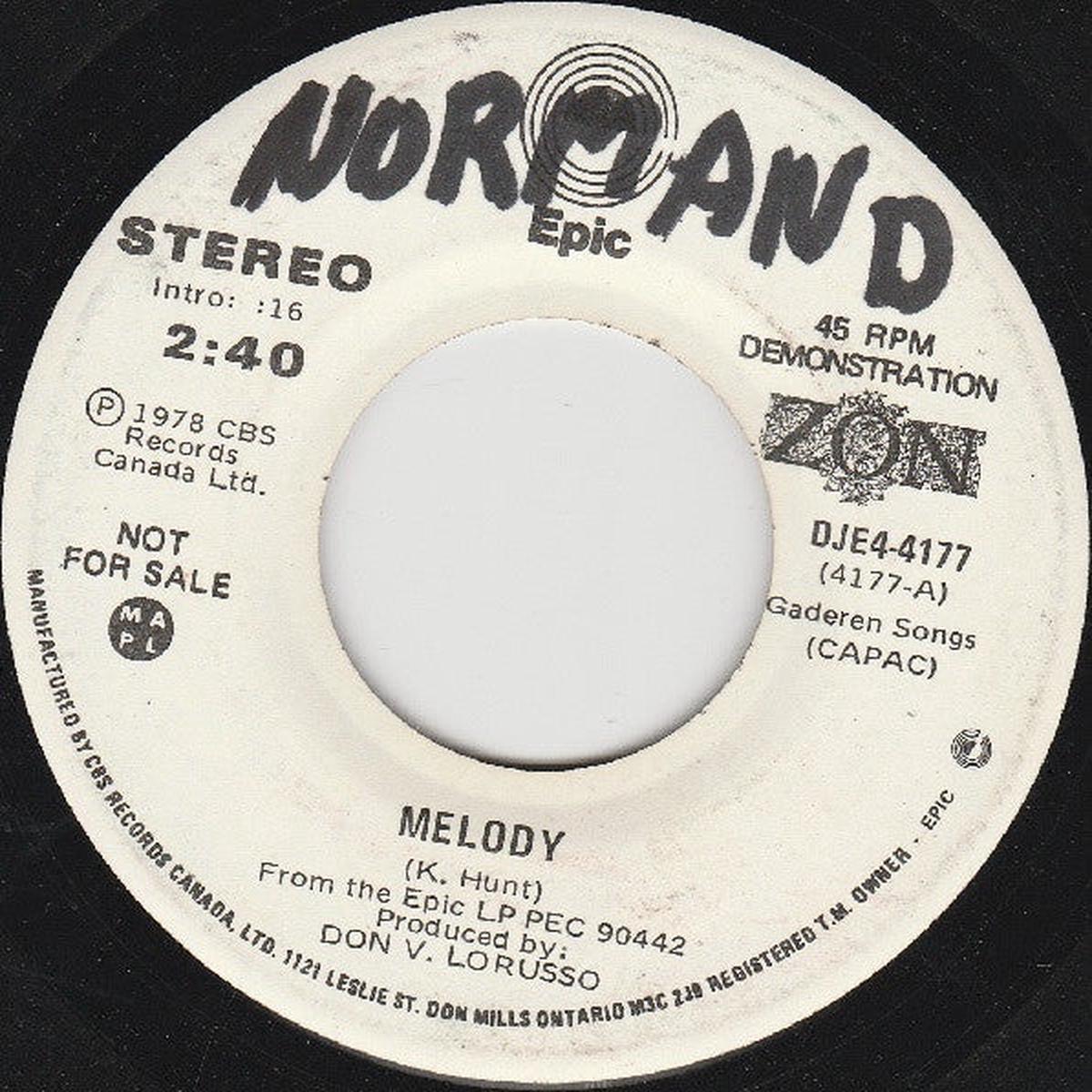 Zon  - Melody (7", Single, Mono, Promo) (Very Good (VG))