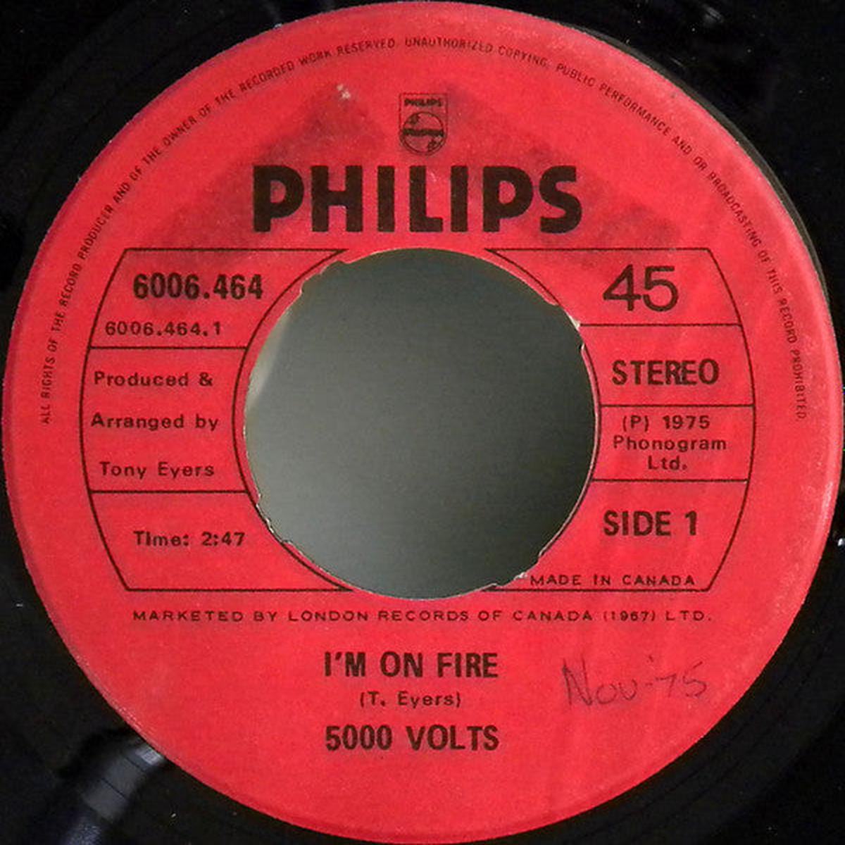 5000 Volts - I'm On Fire (7", Single) (Very Good (VG))