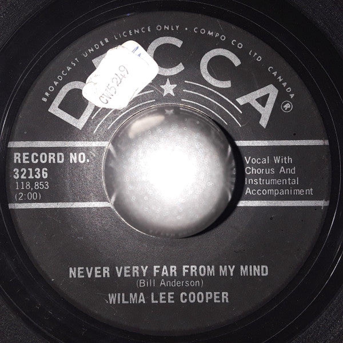 Wilma Lee Cooper - Never Very Far From My Mind (7", Single) (Very Good Plus (VG+))