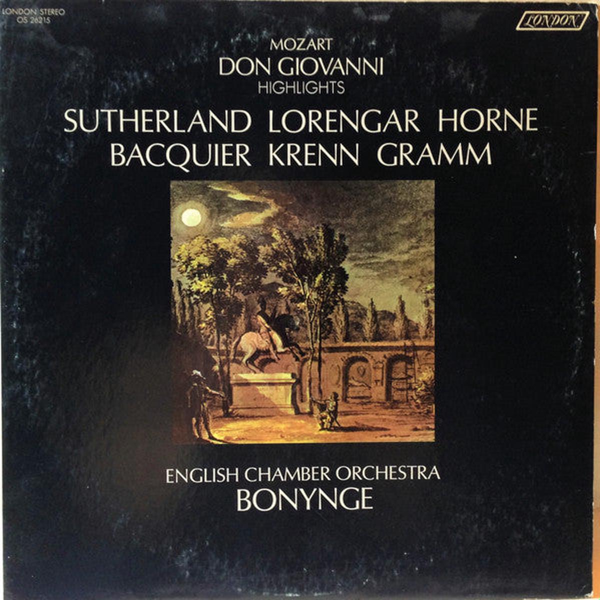 Wolfgang Amadeus Mozart / Joan Sutherland  Pilar Lorengar  Marilyn Horne  Gabriel Bacquier  Werner Krenn  Donald Gramm  English Chamber Orchestra, Richard Bonynge - Don Giovanni (Highlights) (LP, Albu
