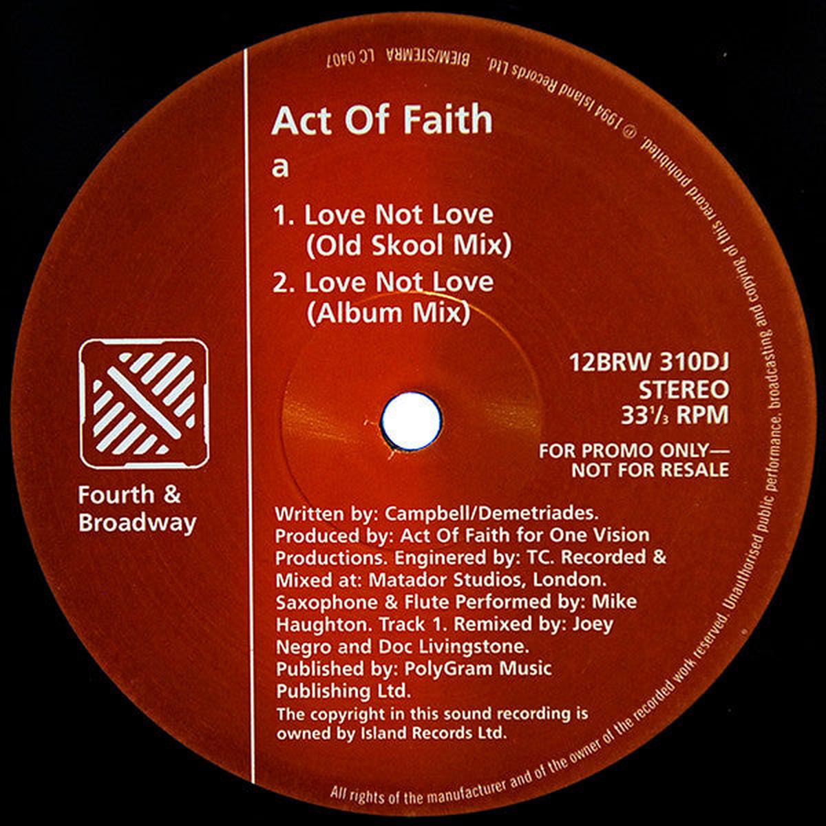 Act Of Faith - Love Not Love () VG+