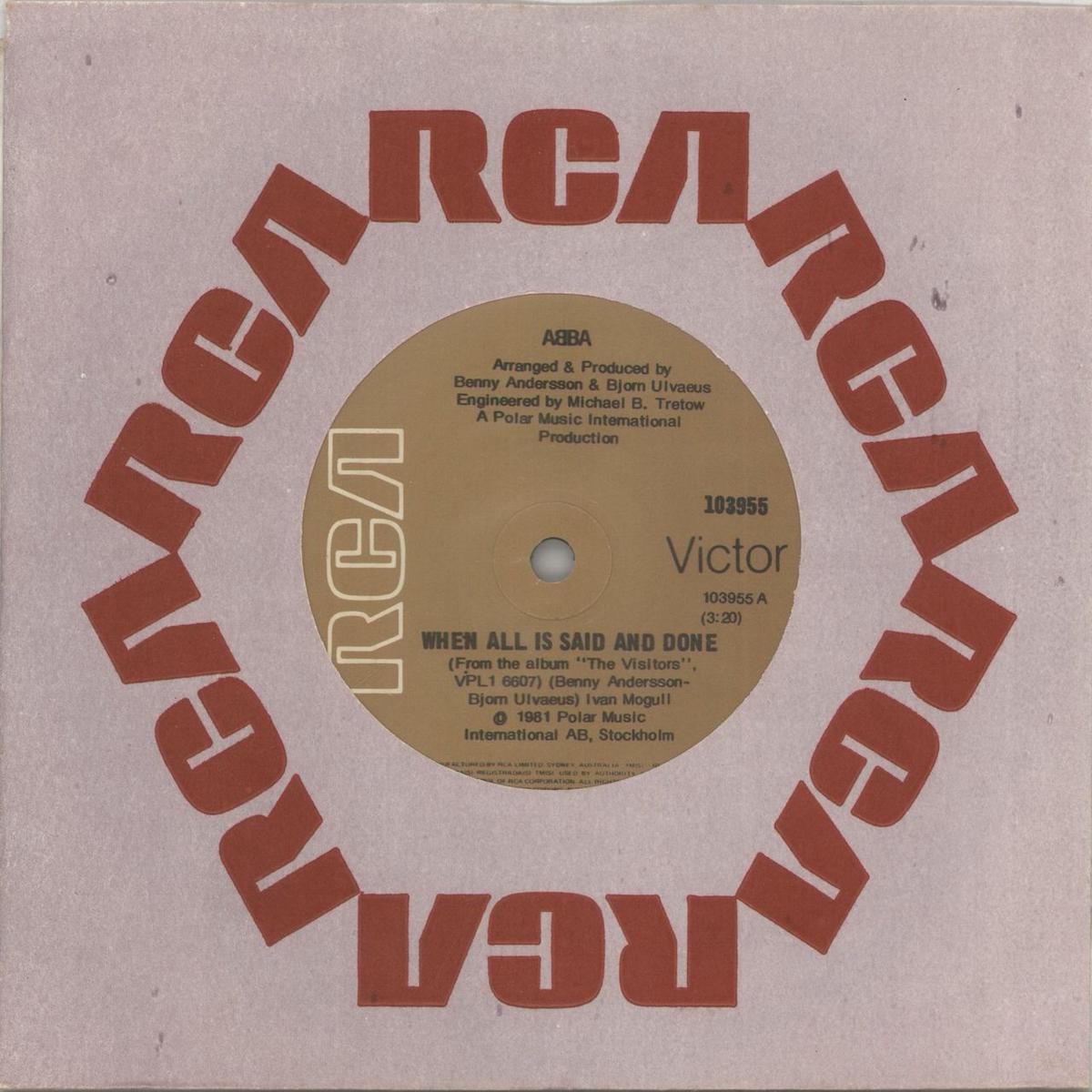 Abba When All Is Said And Done Australian 7" vinyl