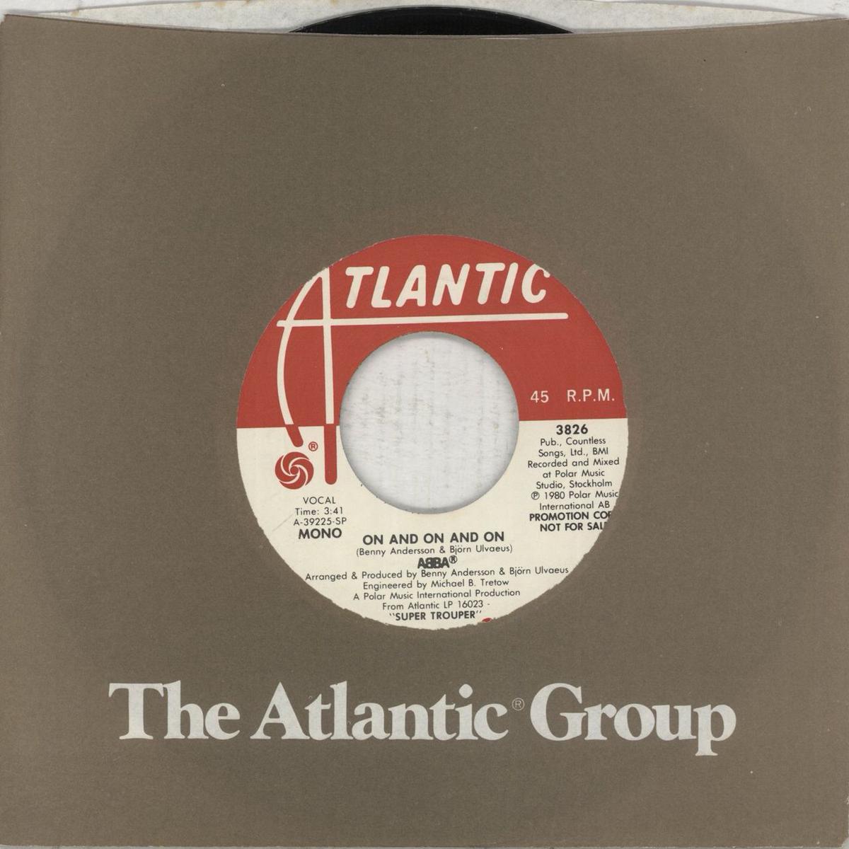 Abba On And On And On US Promo 7" vinyl