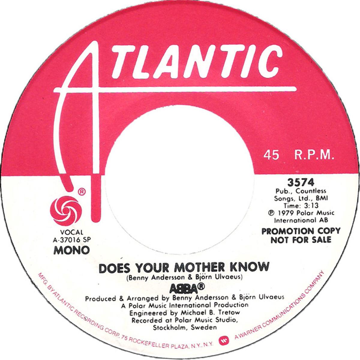 Abba Does Your Mother Know US Promo 7" vinyl