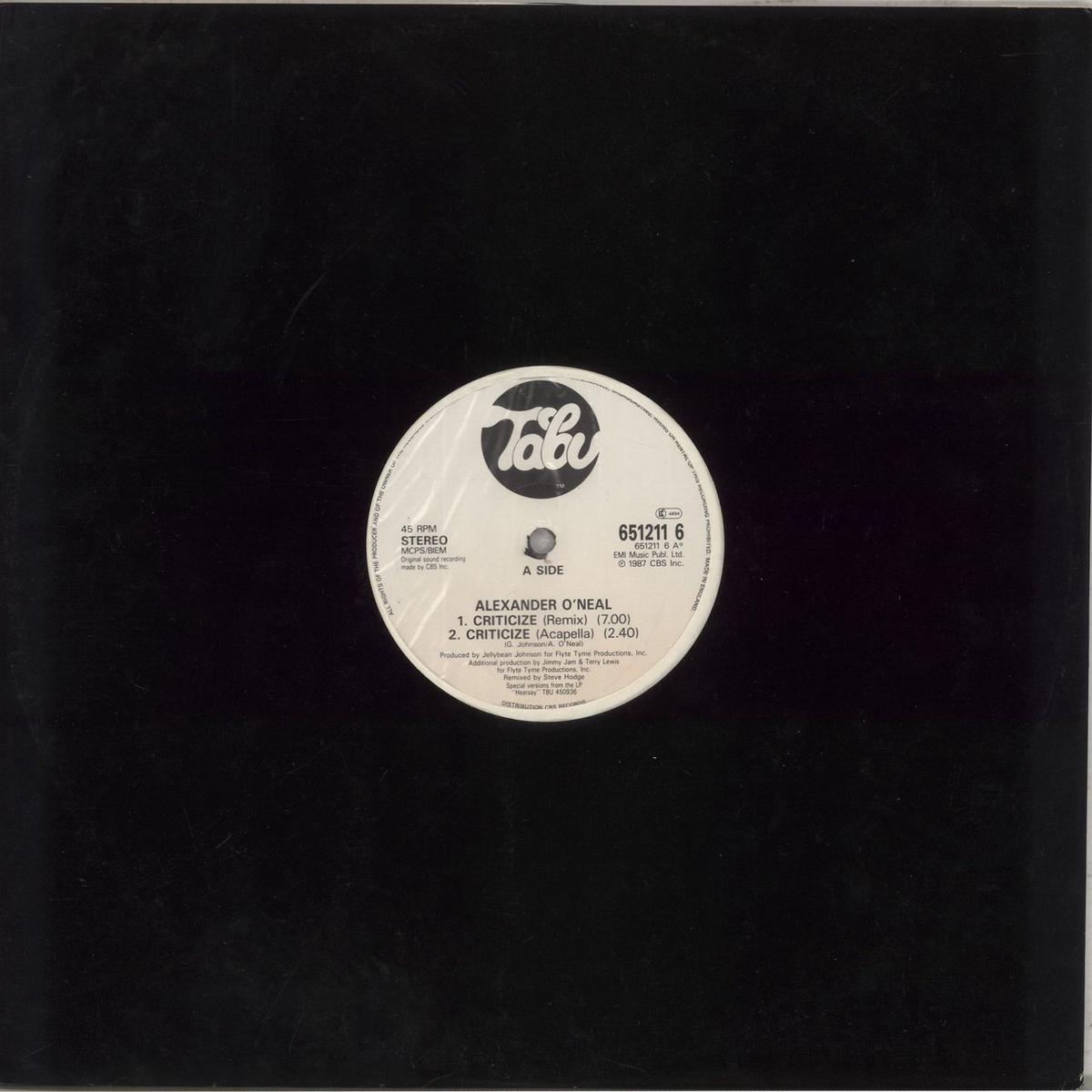Alexander O'Neal Criticize - Special 12" Mixes  12" vinyl