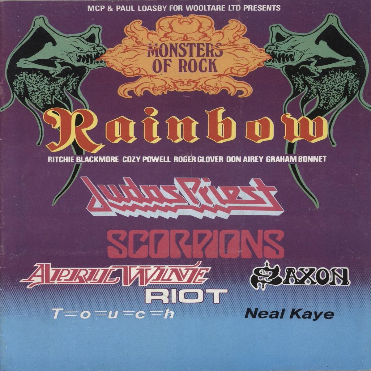 Rainbow Monsters Of Rock + Merch Insert - EX  Tour programme
